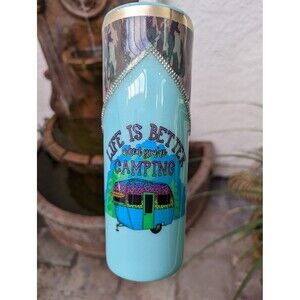 Camping Themed Resin Coated Tumbler- 20oz Skinny Straight